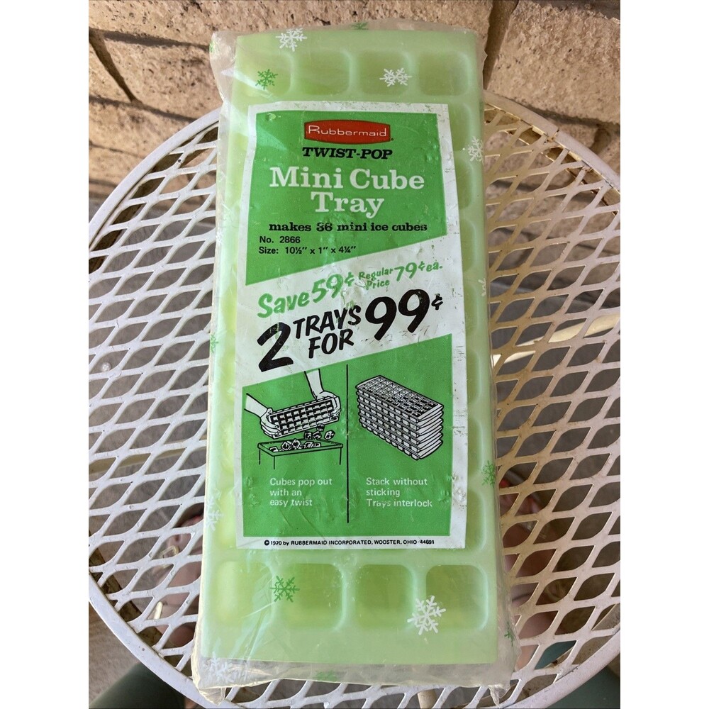 Vintage Rubbermaid Mini Ice Cube Trays - Set of 2 1970 NOS New Sealed Prop
